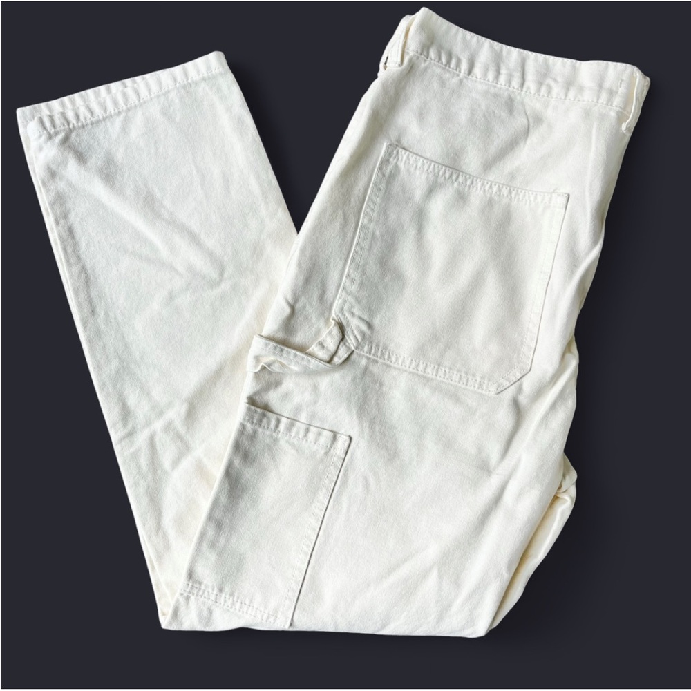 PacSun womens high rise straight leg carpenter jeans in cream size 34